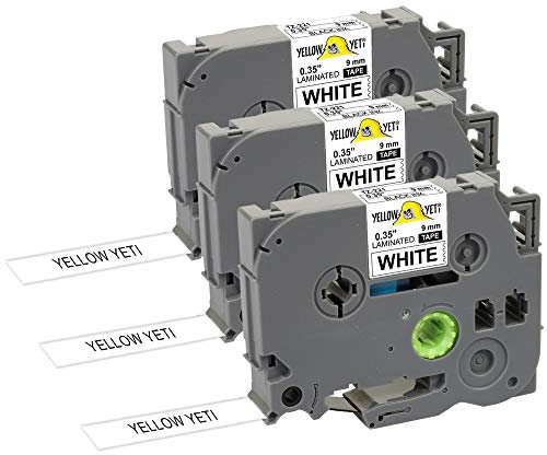 Yellow Yeti 3 Schriftbander TZe-221 TZ-221 schwarz auf weiß 9mm x 8m Etikettenbänd kompatibel für Brother P-Touch PT-1000 PT-H100 PT-D210VP PT-D400 PT-D600VP PT-P700 PT-P750W CUBE Etikettendrucker