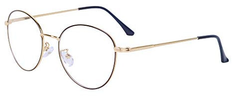 JoXiGo Occhiali da Computer Filtro Luce Blu Rétro Tondo Metallo Telaio Antiriflesso Anti Radiazioni per PC Tablet TV e Gaming con Custodia