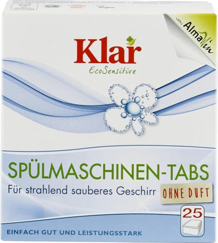 Klar eco Sensitive Spülmaschinen Tabs 2 x 25St., ohne Duft, für strahlend sauberes Geschirr, vegan