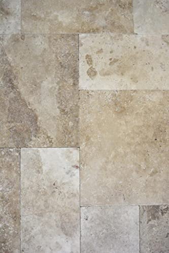 Fliese Travertin Naturstein Chiaro beige creme Natursteinfliese Römischer Verband Antike Optik Wandfliese Badfliese - MOSF-45-46000