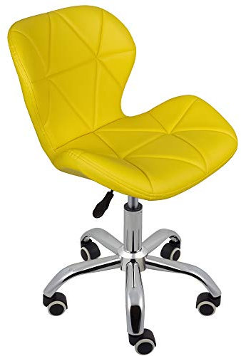 Charles Jacobs Home Office Swivel Computer Desk Chair with a Height Adjustable Chrome base and Wheels - Yellow PU