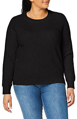 Damen Selected Rundhals Strickpullover | Lockerer Feinstrick Wollpullover | SLFLULU Sweater, Farben:Schwarz, Größe:XS