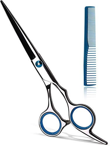 Haarschere Profi, Friseurschere Scharfe, Edelstahl Haarschneideschere mit Kamm | Präziser Schnitt | Perfekter Haarschnitt für Kinder, Damen und Herren