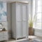 Home Source 2 Door Wardrobe, Wooden Hanging Rail Storage Shelves, Oak Effect, Grey