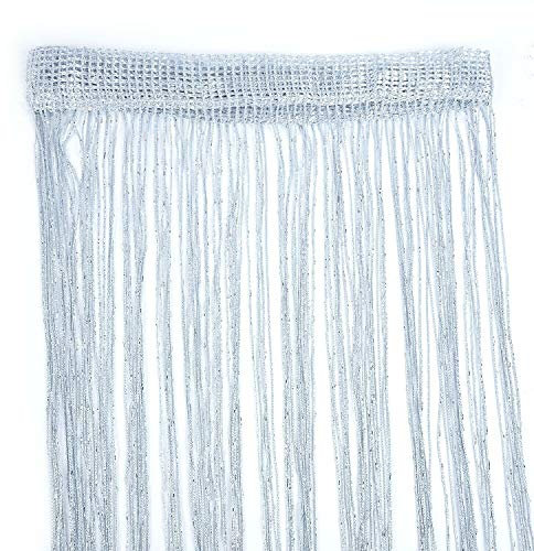 Happiness Glitter String Curtain Blinds Panels Door Fly Screen Room Dividers Voile Net Curtains 2Mx1M (Silver)