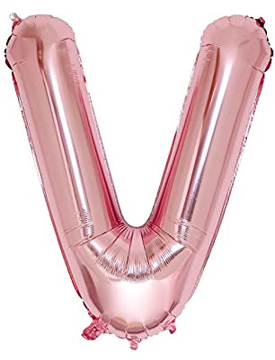 Letter Rose Gold V Balloons,40 Inch Single Rose Gold Alphabet Giant Letter Foil Balloons Aluminum Hanging For Wedding Birthday Party Decoration Helium Air Mylar Balloon
