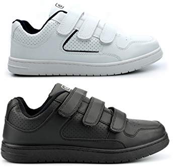 Mens Touch Fastening Trainers - Casual Black/White 6 UK