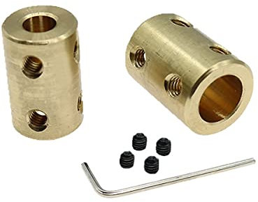 Lot de 2 raccords cylindriques D14 mm x L22 mm 6 mm à 6 mm - Vis rigide - Raccord en cuivre pour arbre de moteur - Accessoires de moteur