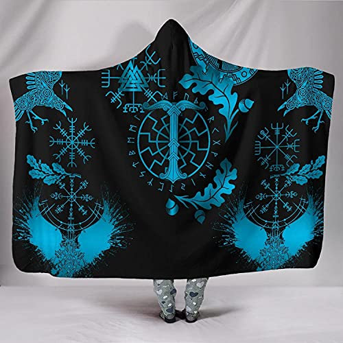 YUNHOME Kapuzendecke Decke Mit Kapuze Kuscheldecke Blanket Hoodie Viking Eiche Blatt Druckschal Mantel Mit Kapuze Decke Mantel Herbst Und Winter-Kapuzendecke_Erwachsene 80 * 60In