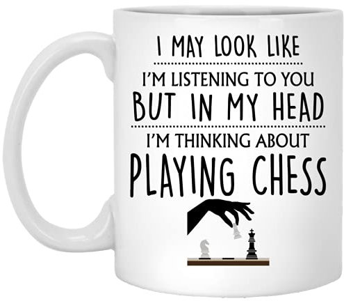 Q.PaddyShops Regalo de ajedrez, taza de ajedrez, regalos divertidos para jugadores de ajedrez para hombres, él, mujeres, ella, regalos de ajedrez, regalo para jugadores de ajedrez, taza de café de 325