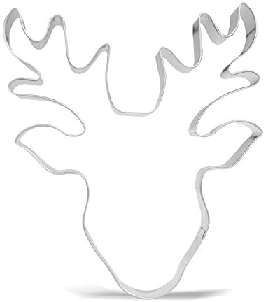 12.7 cm Large Christmas Reindeer Face Cookie Cutter - Stainless Steel