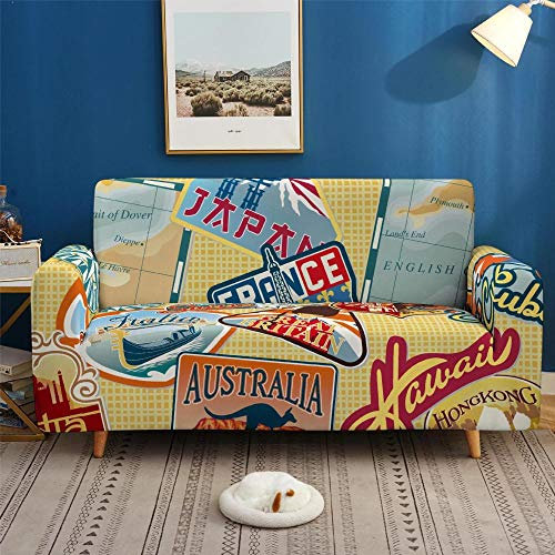 Sofa Überzug Gelber Japanischer Stil Sofaüberwurf Sofabezug Stretchy Couchbezug Sofa Bezug Ecksofa Überwurf Sofabezüge Antirutsch Sofahusse Jacquard Sofaüberzug 3 Places (190cm-230cm)