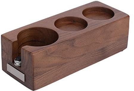 Fenteer Manuelle Tamperstation Espresso Tamper Halter, Langlebige 3, Holz Espresso Tamper Matte für, Vertikal 58MM