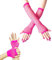 Gatielzana 2 Pairs Fishnet Gloves Women's Mesh Fingerless Gloves for 80s Costume Theme Party, Hot Pink, Long&Short, Hotpink, One Size