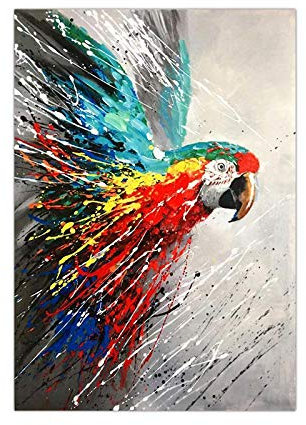 Bunte Papagei Tier Aquarell Leinwand Malerei Pop Art Poster und Drucke Abstrakte Kunst Wandbild für Wohnzimmer Dekoration 70x100cm Rahmenlos