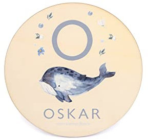 Kinderzimmer Türschild aus Holz mit eigenem Namen personalisiert, verschiedene Designs und Größen (Wal)