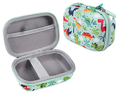 Leayjeen Étui pour Appareil Photo Compact Enfants Compatible avec ASTGMI/Gofunly/ZHUTA/Yokiss/HiMont/Hangrui/MJUM/HOOMOON, Enfant Noël Anniversaire Cadeaux (étui Uniquement) Petit Dinosaure Vert
