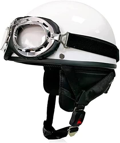 ECE-Zertifizierter Retro-Halbhelm Halbhelme mit Brille Halbschalenhelm, ABS-Helmkörper Für Erwachsene Herren Damen Einstellbar Schnellverschluss-Gurt für Moped Cruiser Biker ( Color : 4 , Size : 59~60