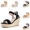Hitmars Sandalias Mujer Verano Plataforma Alpargatas de Cuña Comodas Zapatos Tacón Esparto Sandalias con Hebilla Espadrilles Moda Negro 38 EU
