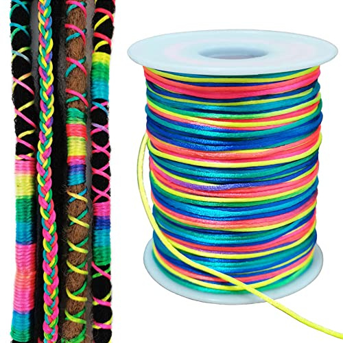 Regenbogenfarbene Nylon-Satinschnur für Haarzöpfe, Locken, 1,5 mm, Perlenfaden, Schnur für Armband, Halskette, Schmuckherstellung, chinesischer Knoten, Makramee-Handwerk