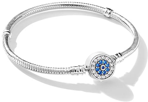 Jokmeo Schlangen-Gliederarmband 925 Sterling Silber Damen Armband für Charm Beads, Silberschmuck für Valentinstag Muttertag Geburtstags Weihnachten Geschenk für Frauen(Teufelsauge,21cm)
