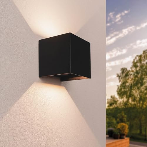 Ledvion - LED Wandlampe Dimmbar, 3.5W, 3000K Warm, IP54, Schwarz & Quadrat, Up&Down Licht, G9 Fassung, Innen/Außen