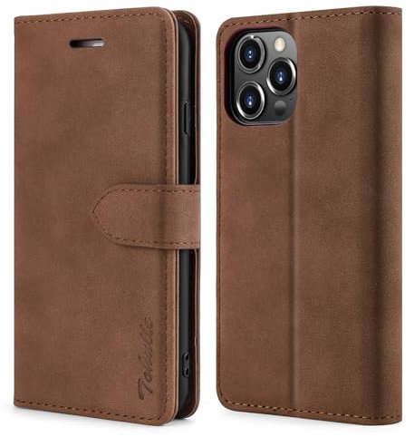 TOHULLE Case for iPhone 15 Pro Max, Premium PU Leather Wallet Case with Card Holder Kickstand Magnetic Closure Shockproof Flip Folio Case Cover for iPhone 15 Pro Max (6.7 Inch) - Brown