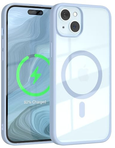 EAZY CASE Crystal TPU Hülle kompatibel mit iPhone 15 Plus kompatibel mit Qi-Charging, Silikon mit Kameraschutz, Slimcover, Handyhülle, Silikonhülle, Backcover, Durchsichtig, Transparent/Blau