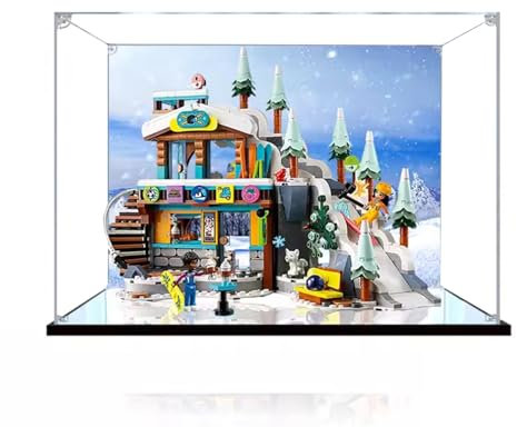 Acryl-Vitrine für Lego Friends Holiday Ski Piste & Café 41756, staubdichte Displaybox, kompatibel mit Lego, Geschenk (Hintergrund B)