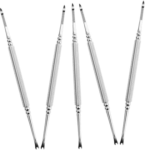Ipetboom Kit Per La Manutenzione Delle Unghie 5 Pezzi Forchette in Acciaio Per Nail Art Spazzola Per Unghie Rimuovi Cuticole Strumenti Per Manicure