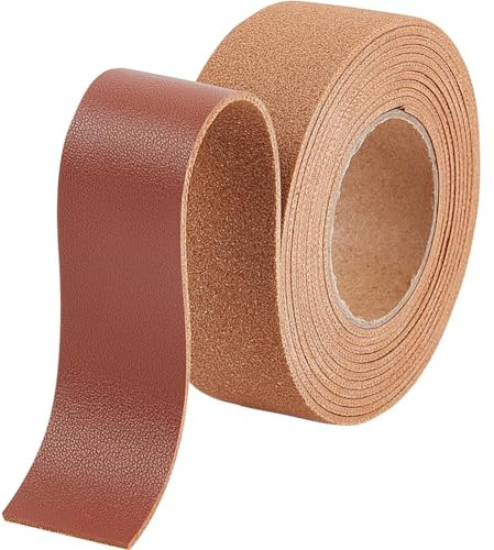 GORGECRAFT 25mm Breite Riemen Aus Litschi-Maserungsleder 200cm Langes Flaches Lederband 1.7mm Dicke Streifen Aus Kunstleder Geflochtene Fäden Für Heimwerkerarbeiten Gürtelgriffe Sienaerde