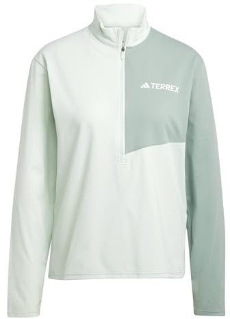 adidas Women's Terrex Multi Climacool Half Zip Long Sleeve, Linen Green, L
