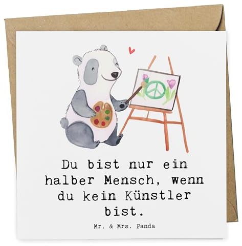 Mr. & Mrs. Panda Grußkarte Künstler Herz - Geschenk, Maler, Lustig, anlasskarte, faltkarte, Spruch, Klappkarte, Glückwunschkarte, doppelkarte