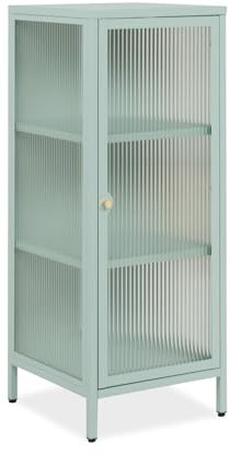 Furn.Design Kommode in mintgrün, Vitrine aus Metall mit Glas, Vitrinenschrank, Anrichte grün, 40 x 102 cm Maram (40 x 102 cm)