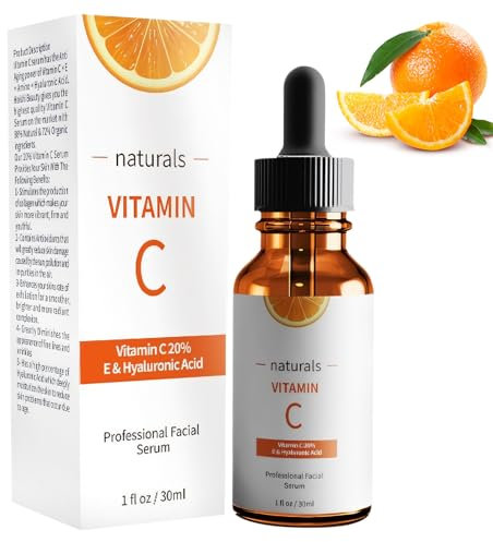 Bio Hyaluron Serum mit Vitamin C, E, Vitamin C Serum mit Niacinamide für Gesicht, Gesicht serum Vitamin C Vegan Anti Aging Gesichtsserum, Hochkonzentriert Vitamin C Gesicht Serum für Jede Haut (30ml)