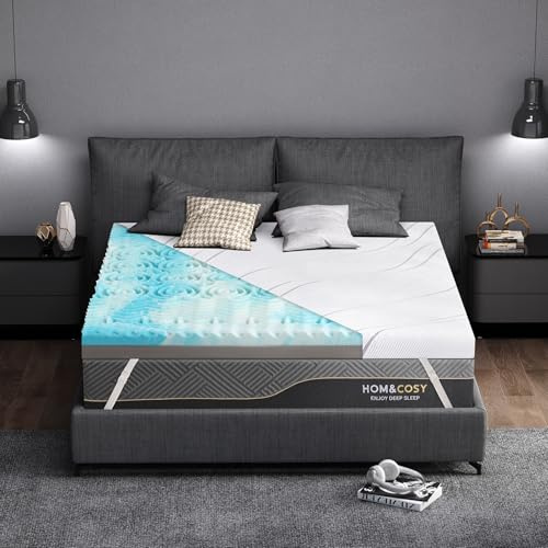 10,2 cm King Size feste Matratzenauflage mit Seidenbezug, Premium-Kühlgel + Bambus-Matratzenauflage aus hochdichtem Memory-Schaum, zur Schmerzlinderung