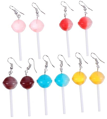 GAROZATION 5paare Lollipop Ohrringe Bonbonfarben Süße Tropfenform Handgemacht Für Partys Und Alltag Leicht Und Tragbar Einzigartiges Design Für Modische Frauen