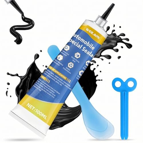 WEILAOK Silicone Nero per Auto, Colla per Carrozzeria Auto, Sigillante Vetri Auto, Silicone Nero per Carrozzerie, Finestrini e Altre Parti Automobilistiche, Resistenza alle Alte Temperature, 100 ML