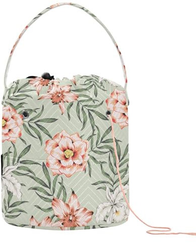 Pfirsichrose, Orchidee, Blumen, Häkelgarn, Organizer, tragbare Aufbewahrungstasche für Häkelnadeln, Aufbewahrung und Häkeln