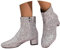 shownicer Stivali con Paillettes Donna Eleganti Tacco Medio Grosso Glitter Paillettes Stivaletti Corti con Cerniera Laterale A Argento 42
