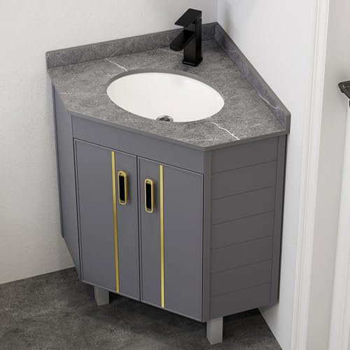 HXYhydrypd Badmöbel Set mit Waschbecken, Bodenmontierter Badezimmerwaschtisch, Eckwaschbecken mit Unterschrank für Die Küche zu Hause auf Der Terrasse