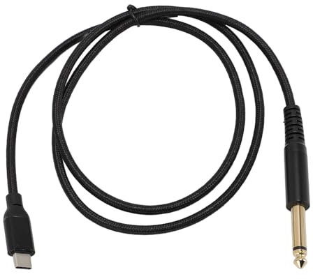 Fockety Cavo da USB C a 1/4 di Pollice, qualità Hi Fi Plug and Play Adattatore Aux Interconnessione Mono Placcato Oro per Registrazione di Chitarra Cavo da USB C a 6,35 Mm TS da 1/4