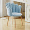 Armchair Tub Chair, Velvet Vanity Chair Shell Accent Chairs with Gold Plating Metal Legs, Leisure Single Sofa Dressing Chairs for Home, Office, Bedroom, Living Room, Dining Room (Light Blue)