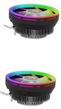 jojofuny 2pcs Rgb Cpu Cooler Led Cooling Fan Ultra-quiet Airflow Detachable Blades Heat Sink Compatible