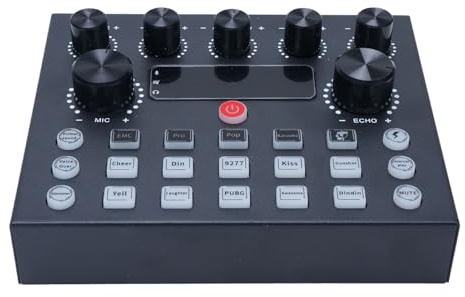 Live -Soundkarte Audio -Mixer, Computer -Sound -Karte mit Atemlicht, 7 Lautstärkeregler und 2 Slider -Tasten, für Home Studios, DJ -Mixer, Musikaufnahme