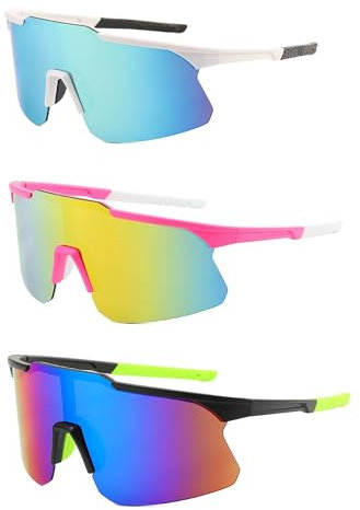 3 Stück,Fahrradbrille Sonnenbrille,Fahrradbrille Herren,Schnelle Brille Herren & Damen,Fahrrad Schutzbrille,Schutz Windschutz Radsportbrille,Für Herren Damen Outdooraktivitäten Radfahren Laufen Angeln