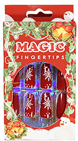 Lot de 24 faux ongles de Noël à presser en acrylique pour décoration d'ongles