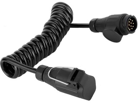 13Pin Trailer Plug Extension Cable Copper Wire for Trailer Lighting Boards, Connect and Power Supply, for Car/Caravan/RV, Black Plastic 1.6m