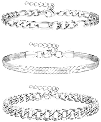 ORAZIO Armband Herren Silber 925 Ketten Armband für Männer Bracelet Men Schlange Figaro Armbänder Armkette Herren Freund Papa Geburtstags Geschenke Herren Schmuck