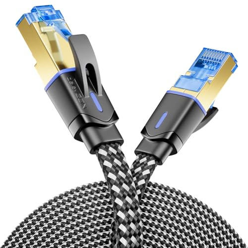 deleyCON 7,5m CAT 8 Flach Netzwerkkabel Nylon RJ45 40 Gbit/s - Schwarz | Gigabit Ethernet LAN Cable, Kupfer Leiter, Flachkabel Patchkabel Verlegekabel, RJ45 Stecker für CAT8 CAT7 CAT6